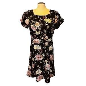 Vero Moda Cherry Emma Short Fit & Flare Floral Dress Black-Multi